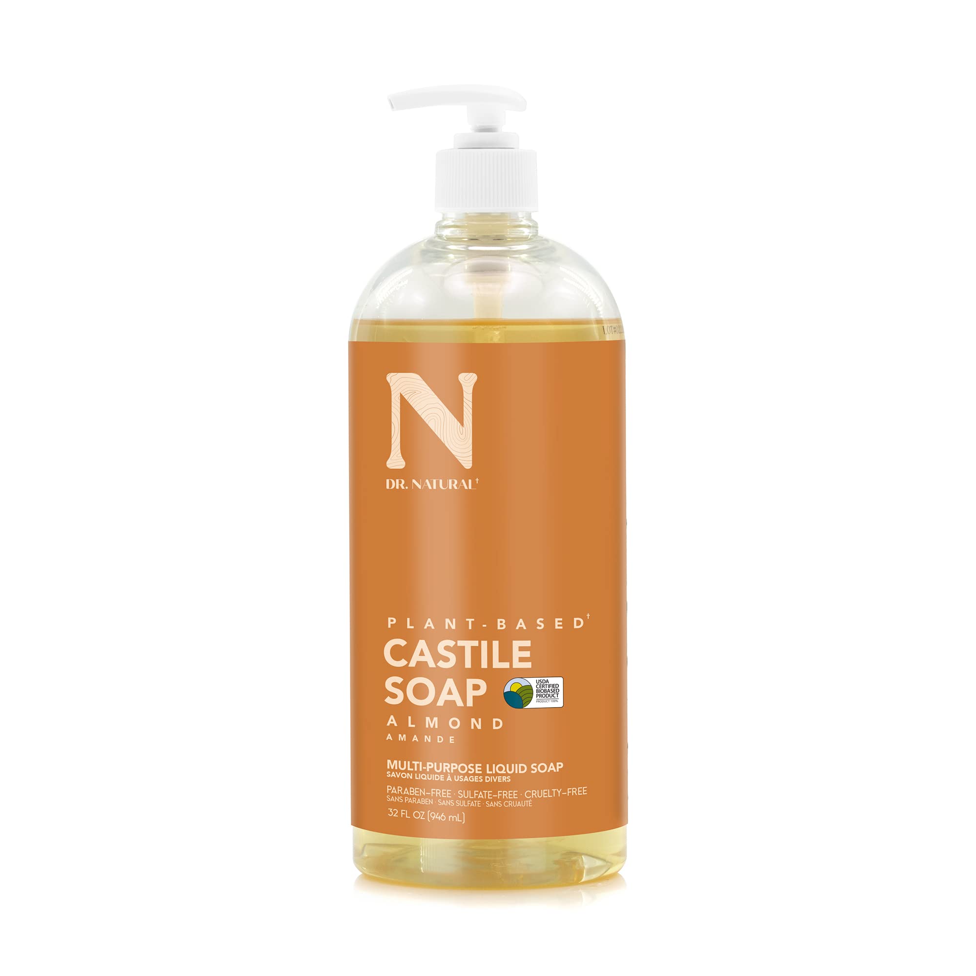 Dr. Natural Pure Castile Liquid Soap (Almond, 32oz)