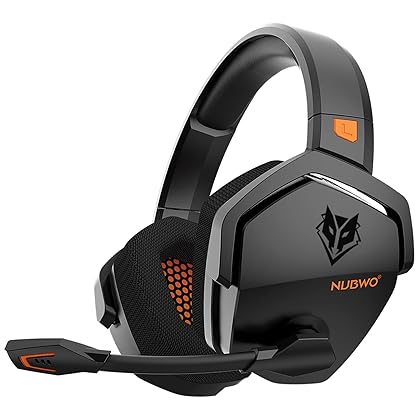 NUBWO G06 Wireless Gaming Headset with Crystal-Clear Microphone for PS5, PS4, PC, and Switch, 47-Hr Battery, Ergonomic Design (Orange)