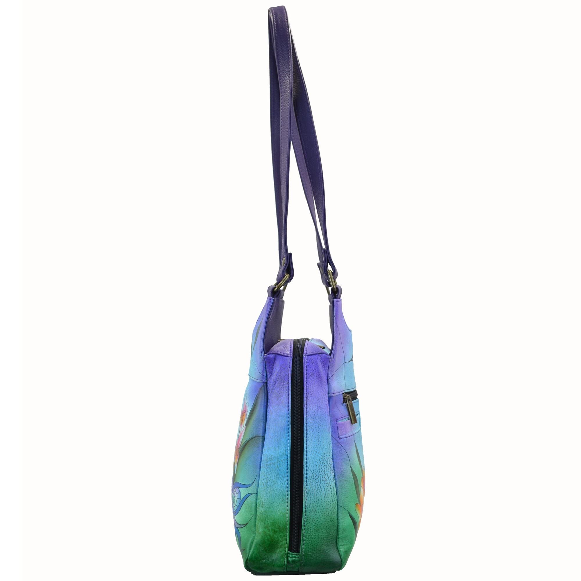 Anna by Anuschka Hand-Painted Original Artwork, Genuine Leather - Triple Compartment Satchel