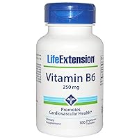 Life Extension Vitamin B6 Vegetarian Capsules, 100 Count