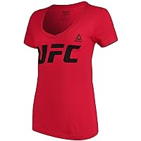 Reebok Women's UFC Essentials Logo Dual Blend V-Neck Tee