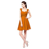 Women's Wide Straps Pleated Chiffon Short Cocktail Homecoming Dresses
