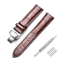 Watch Band with Deployment Clasp - Alligator Grain Leather Watch Strap 16mm 17mm 18mm 19mm 20mm 21mm 22mm 23mm 24mm - Choose of Color & Width