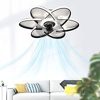Fan Lights, Fans with Ceililights Silent 3 Speeds Fan with Remote Control and App Led Ceilifan Lights with Timer for Bedroom Liviroom Diniroom Fan Lighting/Black/B