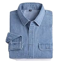 Spring Elastic Cotton Denim Shirt Men Long Sleeve Cowboy Shirts for Casual Slim Fit Designer Clothing