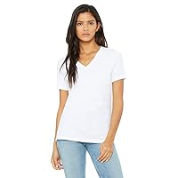 Bella Canvas Women's Relaxed Jersey Short Sleeve V-Neck Tee White