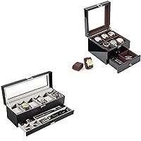 ProCase Wooden Watch Box Bundle with 6 Slots Watch Box with Drawer