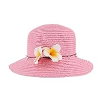Girls Flower Straw Hat Large Brim Beachwear Sunhat Floral Tea Party Cap