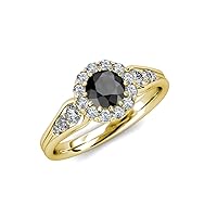 Black Diamond & Natural Diamond Cupcake Halo Engagement Ring 1.40 ctw 14K Gold