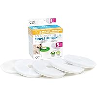 Catit Triple Action Replacement Original Water Fountain Filters, 5 Pack – Official Replacement Filters for Catit Cat Drinking Water Fountains