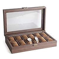 12-Slot Wood Grain Double-Row Watch Case, Large Capacity Men's Watch Display Women's Jewelry Storage Box 1221B