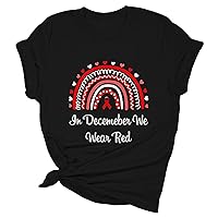 Graphic Tees for Women Black and Gold Women's Casual We Wear Red English Letter Printed Round Neck Solid Color