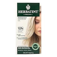 Permanent Haircolor Gel, 10N Platinum Blonde, Alcohol Free, Vegan, 100% Grey Coverage - 4.56 oz