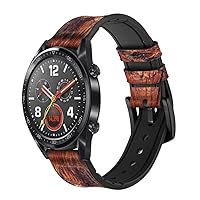 CA0080 Wood Graphic Printed Leather & Silicone Smart Watch Band Strap for Wristwatch Smartwatch Smart Watch Size (22mm)