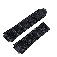 25*19mm Cow Real Leathe Rubber Silicone Back Watchband Watch Band for Hublot Strap for Big Bang Accessories Butterfly buckle