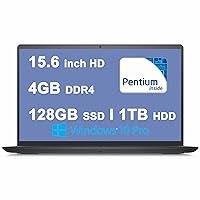 Dell Inspiron 15 3000 3510 Premium Business Laptop 15.6 inch HD Anti-Glare Display I Intel 4-Core Pentium Silver N5030 Processor I 4GB DDR4 128GB SSD + 1TB HDD I USB3.2 Win10Pro Carbon Black(Renewed)