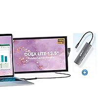 Duex Lite Portable Monitor with 5-in-1 USB C Hub, Mobile Pixels 12.5