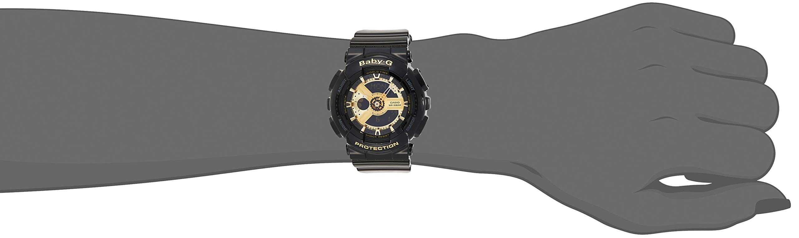 Casio Women's BA-110-1ACR Baby-G Goldtone Analog-Digital Display and Black Resin Strap Watch