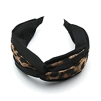 Leopard Print Headband for Women, Knotted Hair Hoop Fashion Hair Band Accessories Cheetah Hairband Hair Hoops Accessories Bow Cross Head Band Wrap (brown)