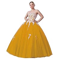 Women Strapless Ball Gown Formal Prom Party Quinceanera Dress