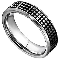 Tungsten Rings for Men Women Ceramics 6mm Black Square Light Luxury Party Birthday Gift Band Engraving