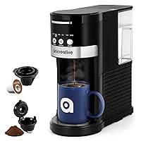 Sincreative Single Serve Coffee Maker, 2 in 1 Single Cup Coffee Makers for K Cup Pod or Ground Coffee, Compact Coffee Machine with Strong Brew Button, 6 to 14oz Brew Sizes, Gifts for Mom Dad Women Men