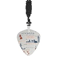 UK London Newspaper Guitar Pick Necklace for Acoustic Electric and Bass Guitar Accessories Costume Jewelry