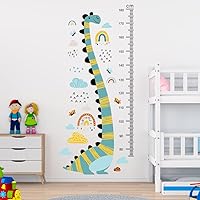 Cartoon Dinosaur Rainbow Cloud Height Chart Sticker, Growth Height Chart Measurement Removable Wall Sticker Decal, Children Kids Baby Home Room Nursery DIY Decorative Adhesive Art Wall Mural