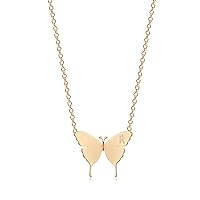 MEVECCO Gold Dainty Initial Necklace 18K Gold Plated Butterfly Pendant Name Necklaces Delicate Everyday Necklace for Women Minimalist Personalized Jewelry Christmas Gift