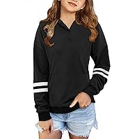 storeofbaby Girls Casual Button Hoodies Loose Fit Sweatshirts Pullover with Pocket