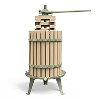 Fruit Wine Press - 100% Nature/Healthy Apple&Grape Crusher Manual Juice Maker for Kitchen, Solid Wood Basket with Blocks Cider Wine Making Press (LFGB Certified,Heavy Duty) (4.75 Gallon, Green)