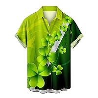St. Patrick's Day Hawaiian Shirt for Men Irish Printed Casual Short Sleeve Button Down Beach Shirts Loose Holiday Tops