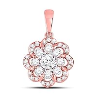 The Diamond Deal 10kt Two-tone Gold Womens Round Diamond Flower Cluster Pendant 1/2 Cttw