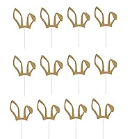 BinaryABC Easter Bunny Rabbit Ear Cupcake Toppers,Easter Birthday Party Decoration,12Pcs