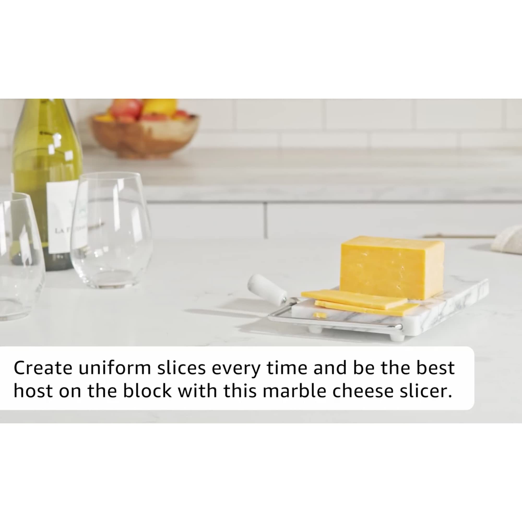 Fox Run Brands Marble Cheese Slicer with 1 Replacement Wire, 5 x 8.25 x 1.25 inches, White