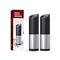 Gravity Electric Salt and Pepper Grinder Set Stainless Steel pepper mill with adjustable grinder, battery operated with Blue Led Light, One Hand Operated with Separate Switch Ceramic Grinder (2PCS)