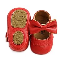 Timatego Baby Girl Mary Jane Flats Shoes Non Slip Soft Sole Infant Toddler First Walker Wedding Princess Dress Crib Shoes