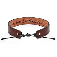 Leather Bracelets for Men Women Inspirational Encouragement Religious Confirmation Anniversary Memorial Remembrance Message Brown Adjustable Bracelet Christmas Father's Day Birthday Jewelry Gift
