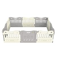 Baby Care Play Mat Funzone Play Pen - Extra Large Baby Play Yard - Play Pen for Baby - Safe with Double Locking (Grey, Full Set)