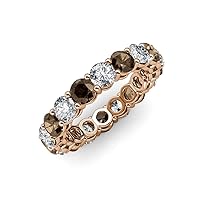 Smoky Quartz and Lab Grown Diamond 3 5/8 ctw Womens Eternity Ring Stackable 14K Gold