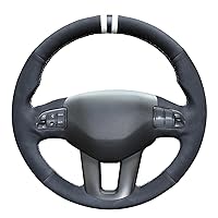 MEWANT DIY Custom Hand Sewing Black Suede Car Steering Wheel Cover for Kia Sportage 3 2011-2016 Ceed Cee'd 2010-2012