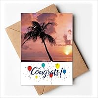 Ocean Sand Beach Boat Tree Picture Wedding Cards Congratulations Greeting Envelopes