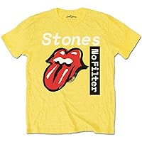 Rolling Stones Men's No Filter Text Slim Fit T-Shirt X-Large Yellow