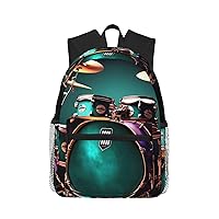 Cool Drum Set Print Backpacks Casual,Pacious Compartments,Work,Travel,Outdoor Activities Unisex Daypacks