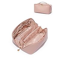 Travel Makeup Bag,Large Capacity Cosmetic Bags for Women,Waterproof Portable Pouch Open Flat Toiletry Bag Make up Organizer with Divider and Handle