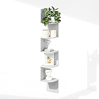 5-Tier Floating Corner Shelf, Wall Mount Shelves for Storage and Display, White