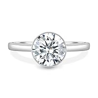 Nitya Jewels 2 CT Round Moissanite Engagement Ring Wedding Ring Bridal Ring Set Solitaire Accent Halo Style 10K 14K 18K Solid Gold Sterling Silver Anniversary Promise Ring Gift for Her