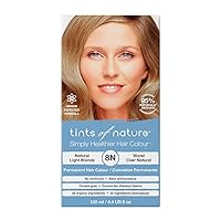 Tints of Nature Natural Permanent Hair Dye, Nourishes hair & Covers Greys, 1 x 130ml - 8N Light Blonde