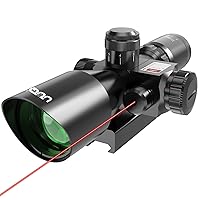 UUQ 2.5-10x40E Rifle Scope with Red/Green Illuminated Mil-dot with Red/Green Laser Combo- Green Lens Color, Tactical Scope for Gun Air Hunting Rifles, Includes Free 20mm Mount