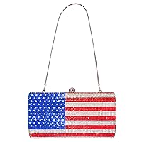 National Flag Crystal Clutch Purses Evening Bags Handbags for Women Formal Party USA American Flag Rhinestones Crossbody Bags